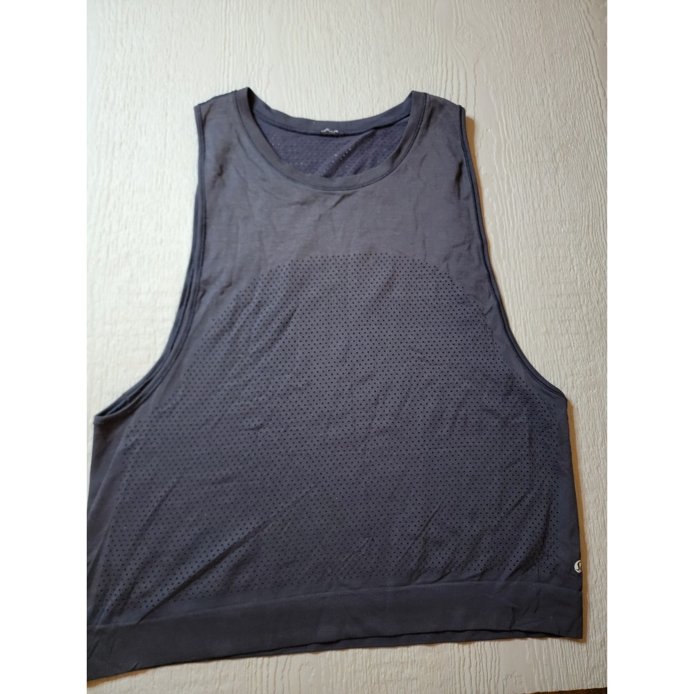 Lululemon Mesh Muscle Tank Top Black Charcoal Perforated Racerback Training L